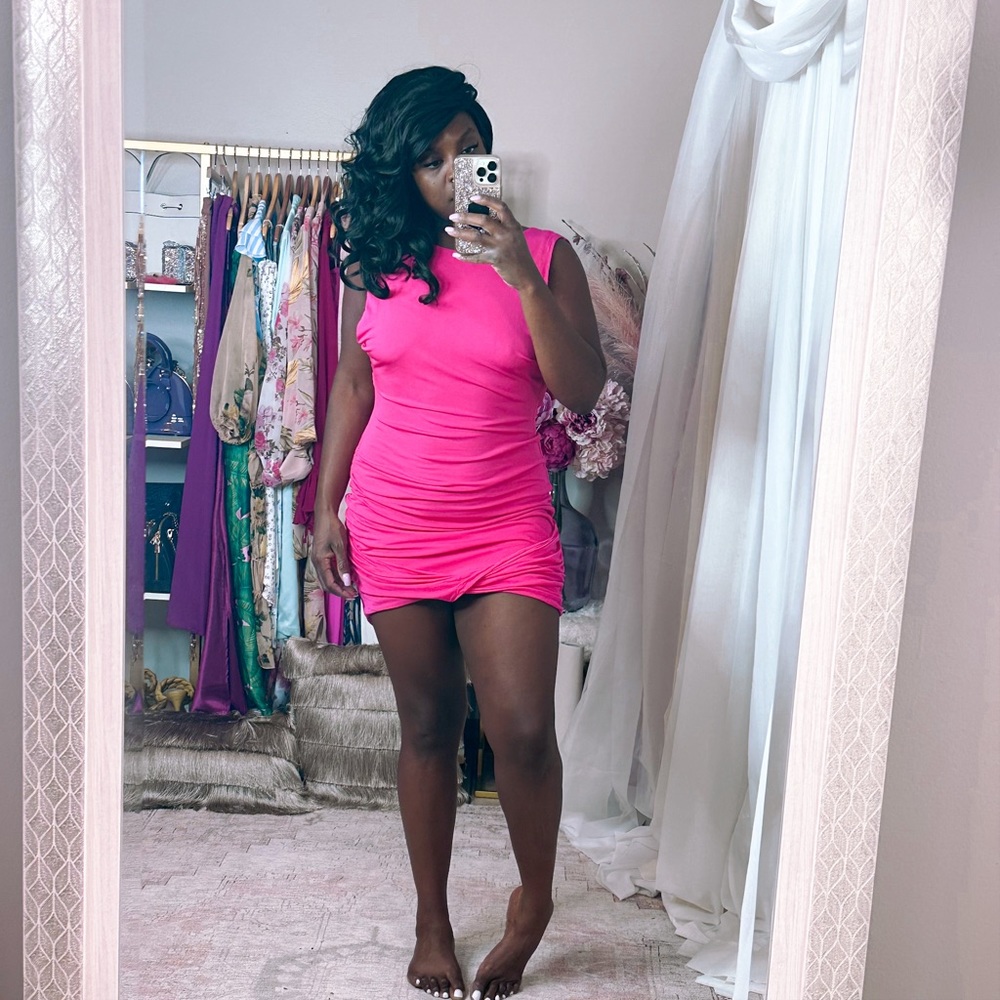 Hot Pink Party Dress with Open Back by Maxazria